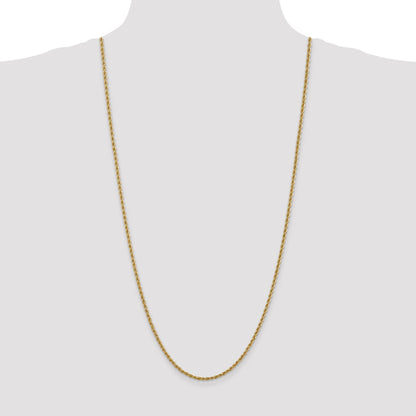 3 Inch 10K Yellow Gold 2.5mm Regular Rope Chain Necklace