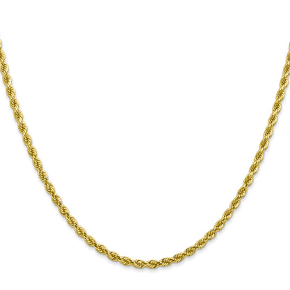 22 Inch 10K 2.75mm Diamond-Cut Rope Chain Necklace