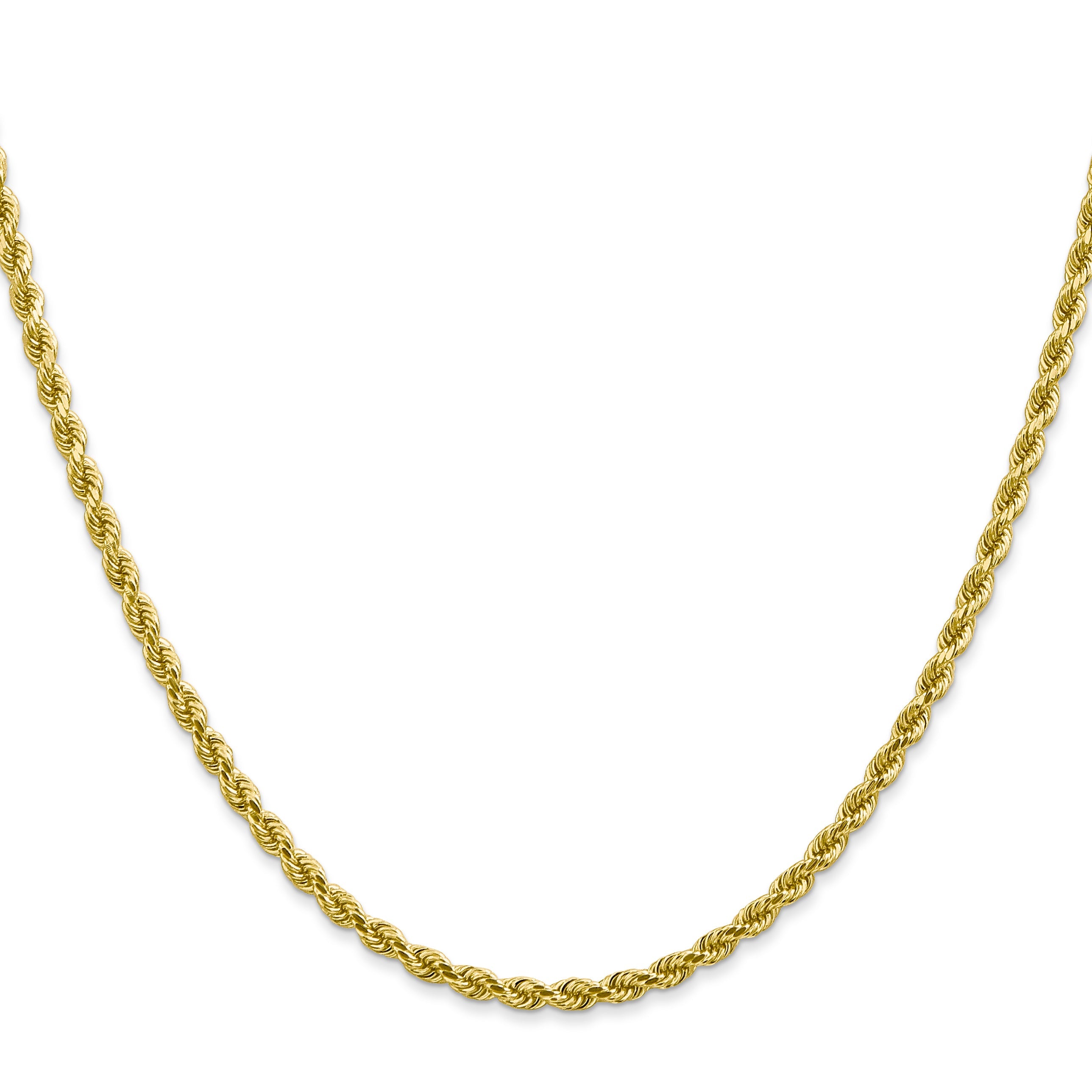18 Inch 10K 2.75mm Diamond-Cut Rope Chain Necklace