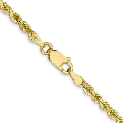 24 Inch 10K 2.75mm Diamond-Cut Rope Chain Necklace