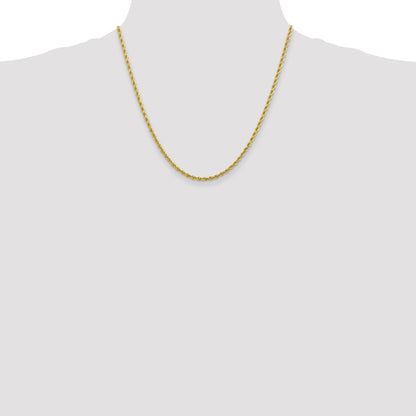 20 Inch 10K 2.75mm Diamond-Cut Rope Chain Necklace