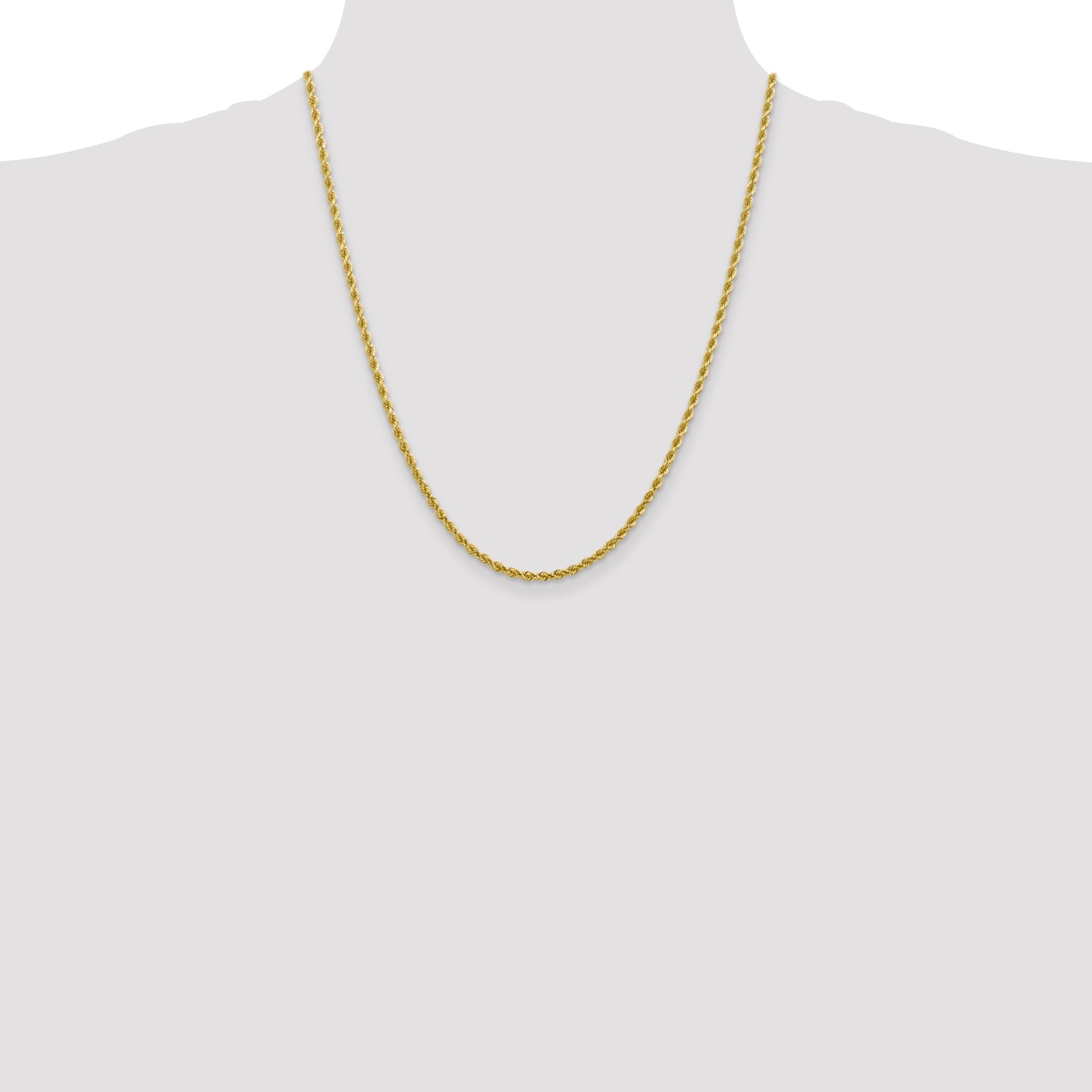 22 Inch 10K 2.75mm Diamond-Cut Rope Chain Necklace