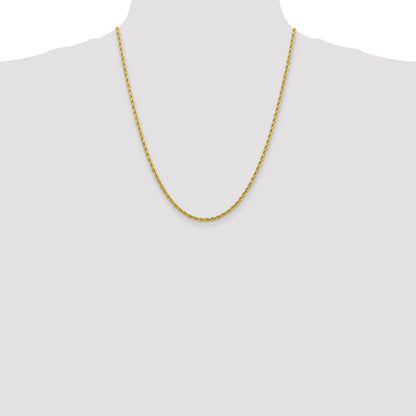 22 Inch 10K 2.75mm Diamond-Cut Rope Chain Necklace