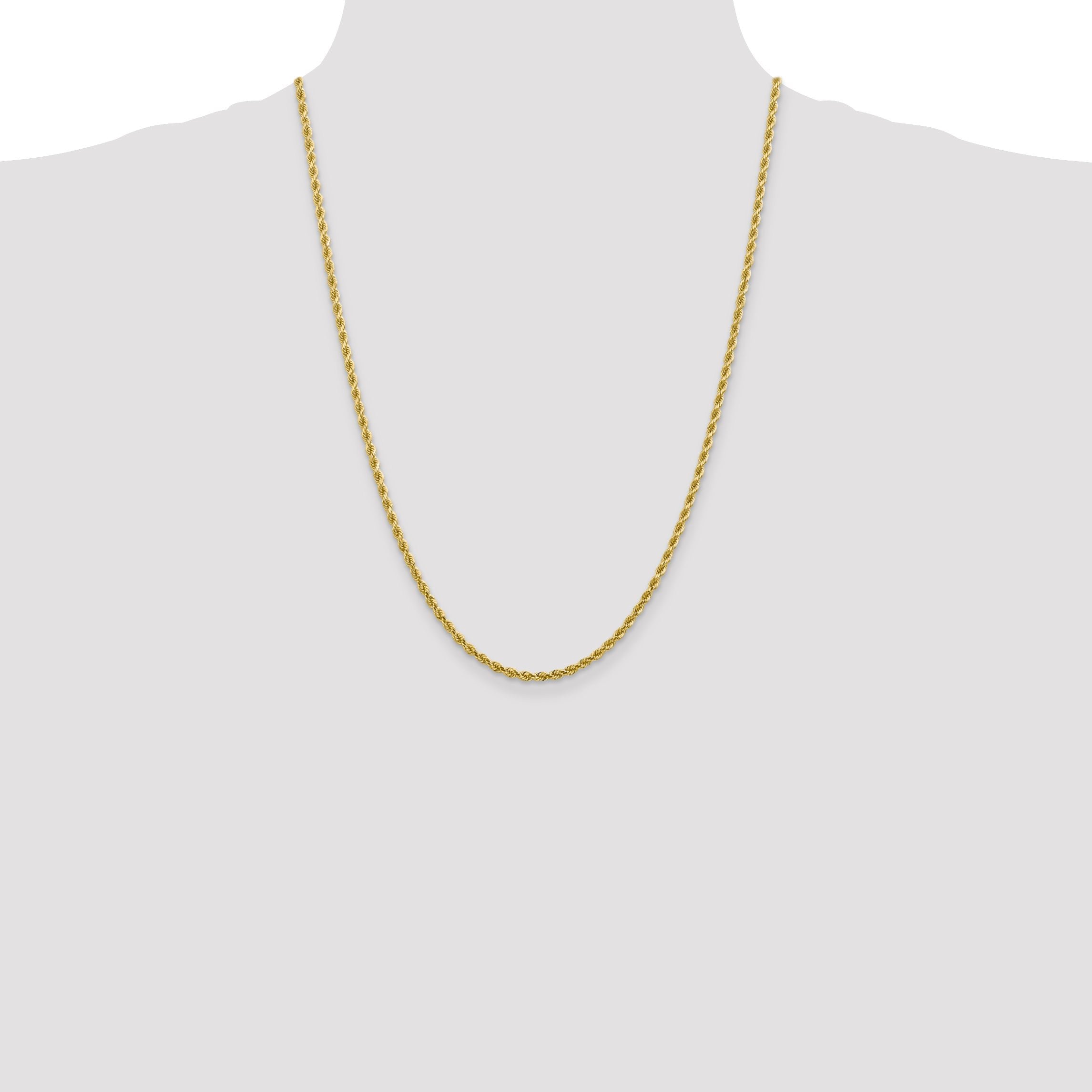 24 Inch 10K 2.75mm Diamond-Cut Rope Chain Necklace