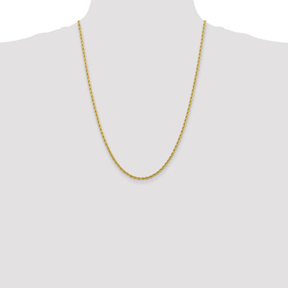 24 Inch 10K 2.75mm Diamond-Cut Rope Chain Necklace