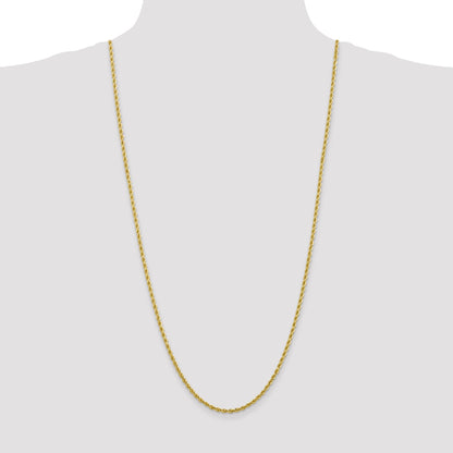 30 Inch 10K 2.75mm Diamond-Cut Rope Chain Necklace