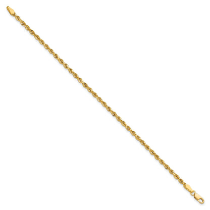 7 Inch 10k Yellow Gold 2.75mm Diamond-cut Rope Chain Bracelet