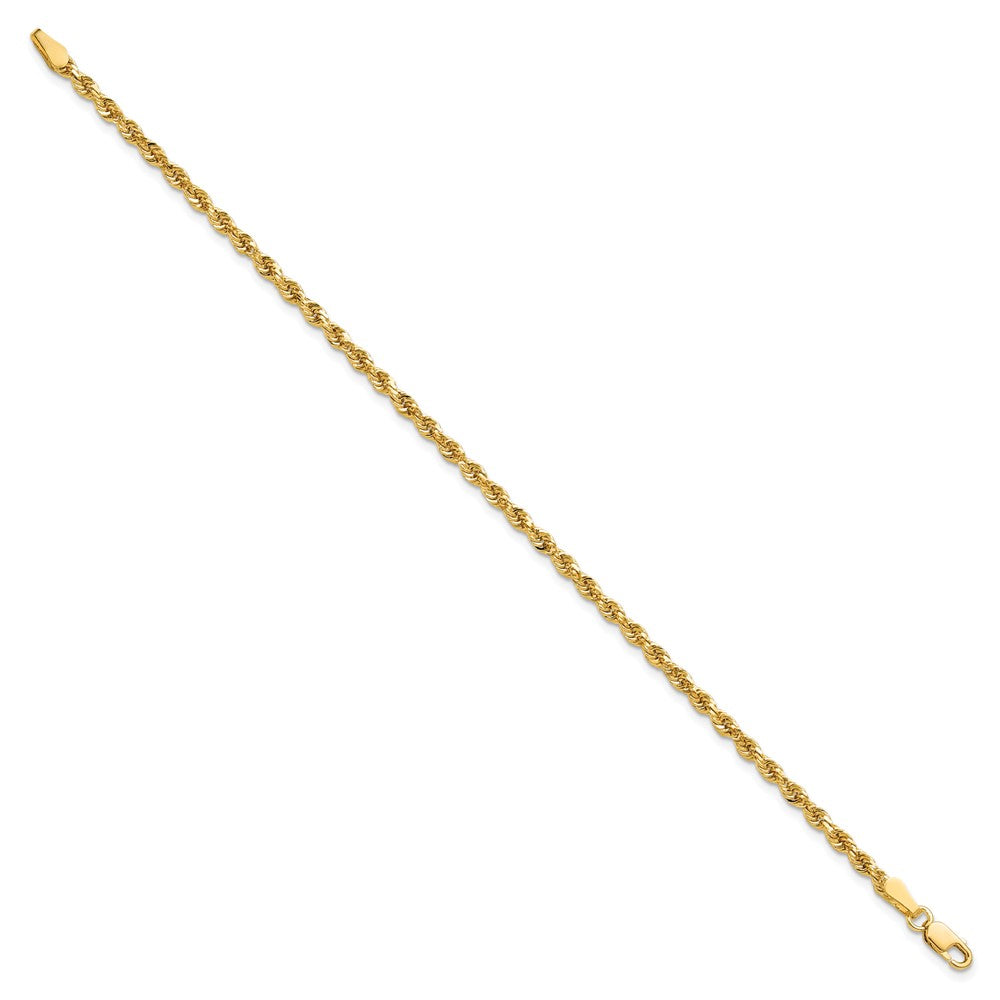 8 Inch 10k Yellow Gold 2.75mm Diamond-cut Rope Chain Bracelet