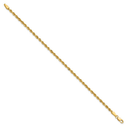 8 Inch 10k Yellow Gold 2.75mm Diamond-cut Rope Chain Bracelet