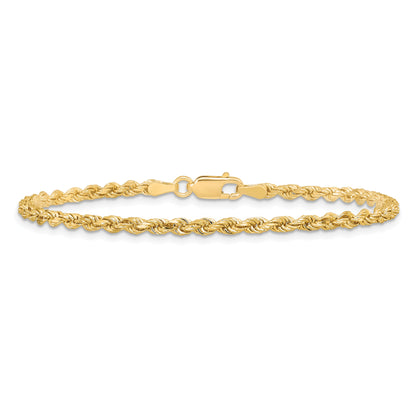 7 Inch 10k Yellow Gold 2.75mm Diamond-cut Rope Chain Bracelet