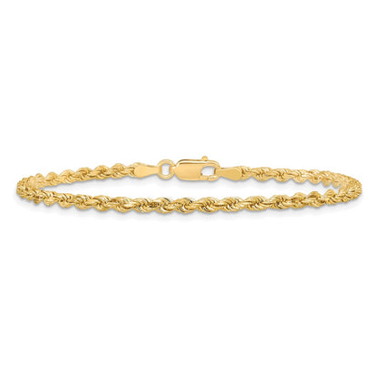8 Inch 10k Yellow Gold 2.75mm Diamond-cut Rope Chain Bracelet