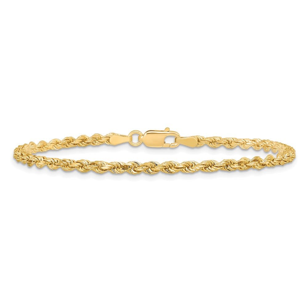 9 Inch 10K 2.75mm Diamond-Cut Rope Chain Bracelet