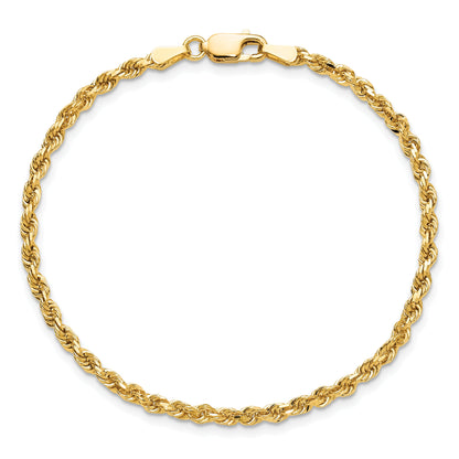7 Inch 10k Yellow Gold 2.75mm Diamond-cut Rope Chain Bracelet