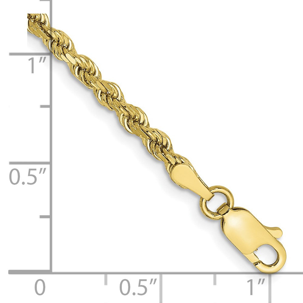 8 Inch 10k Yellow Gold 2.75mm Diamond-cut Rope Chain Bracelet