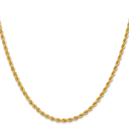 24 Inch 10K Yellow Gold 2.75mm Regular Rope Chain Necklace