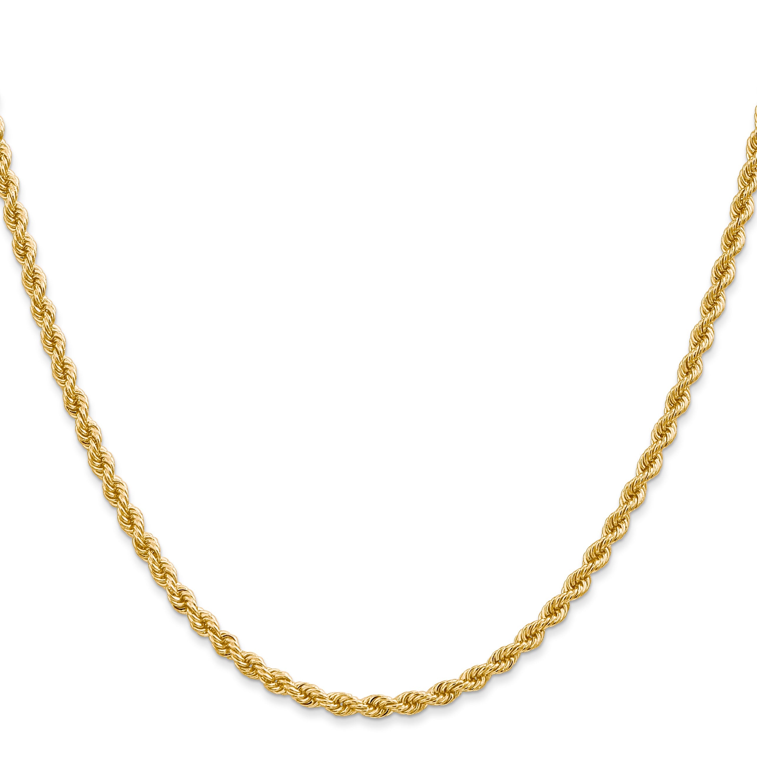 3 Inch 10K Yellow Gold 2.75mm Regular Rope Chain Necklace