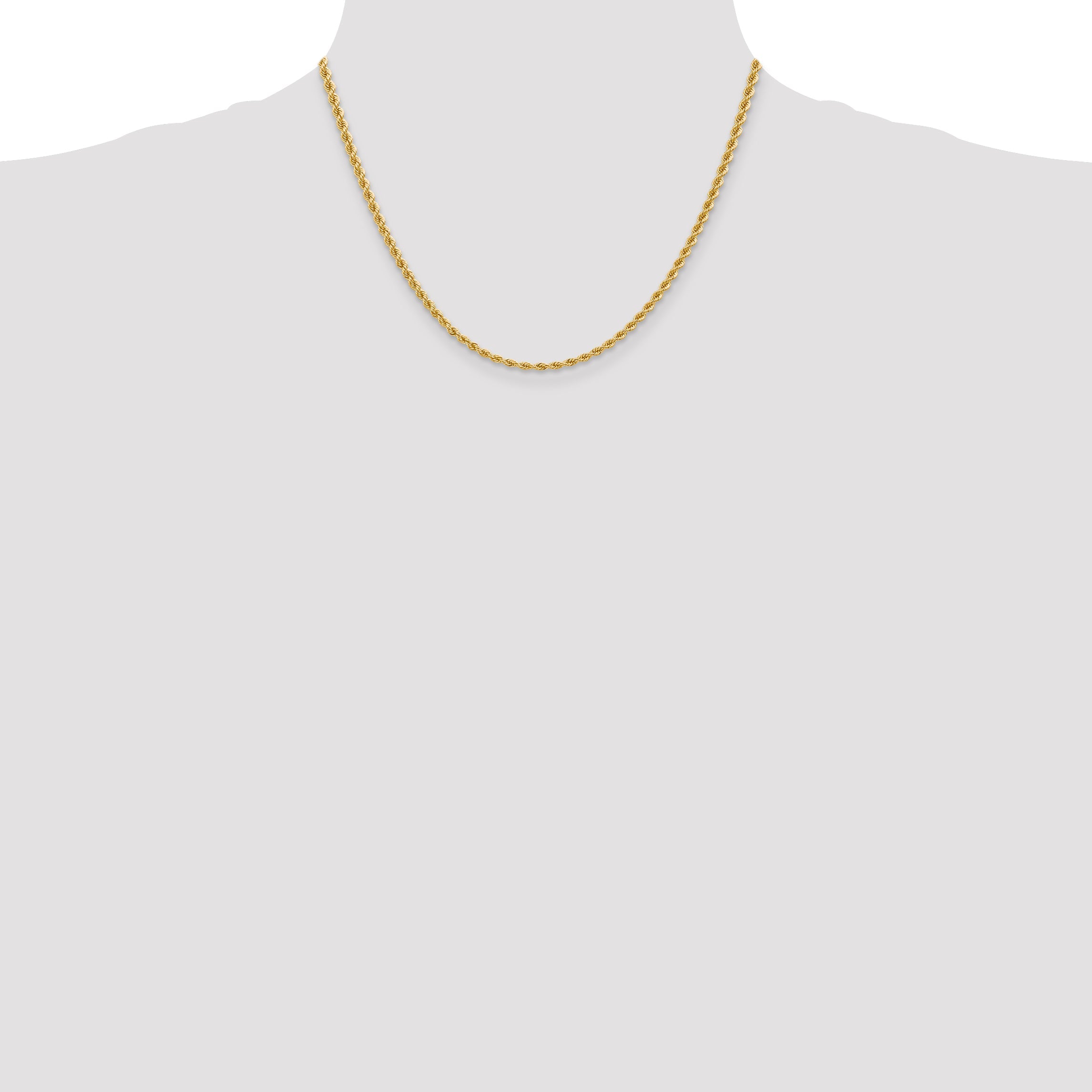 18 Inch 10K Yellow Gold 2.75mm Regular Rope Chain Necklace