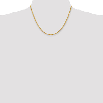 18 Inch 10K Yellow Gold 2.75mm Regular Rope Chain Necklace
