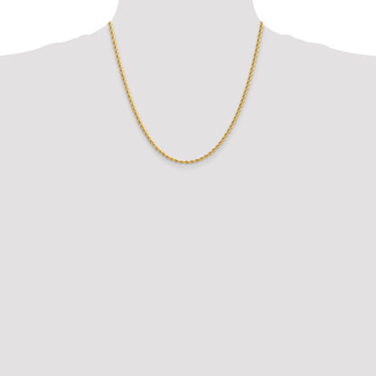 2 Inch 10K Yellow Gold 2.75mm Regular Rope Chain Necklace