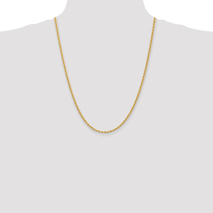 24 Inch 10K Yellow Gold 2.75mm Regular Rope Chain Necklace