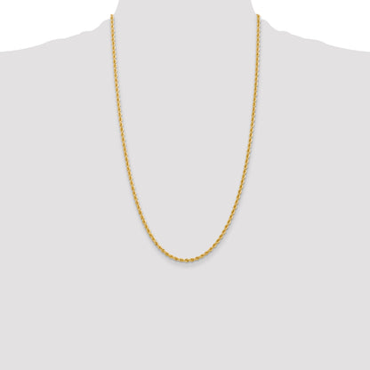 26 Inch 10K Yellow Gold 2.75mm Regular Rope Chain Necklace