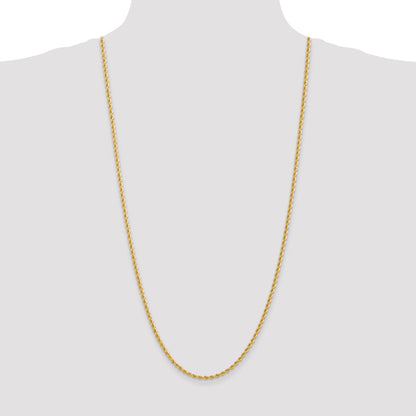 3 Inch 10K Yellow Gold 2.75mm Regular Rope Chain Necklace