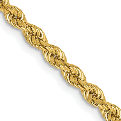 22 Inch 10K Yellow Gold 2.75mm Regular Rope Chain Necklace