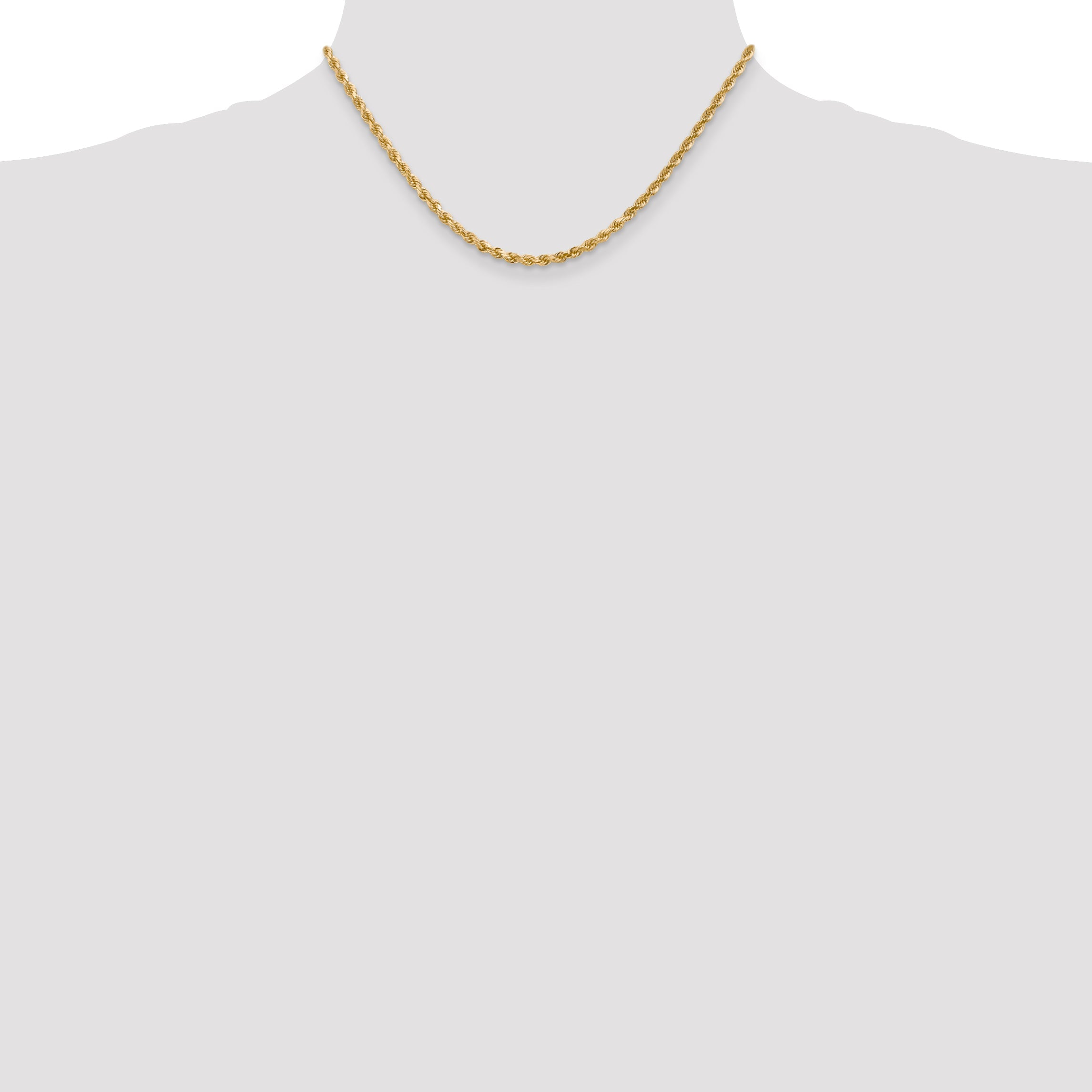 16 Inch 10K 3mm Diamond-Cut Rope Chain Necklace