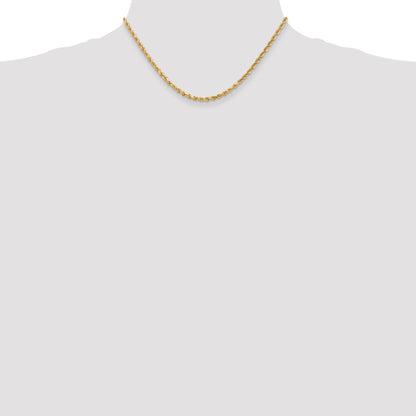 16 Inch 10K 3mm Diamond-Cut Rope Chain Necklace