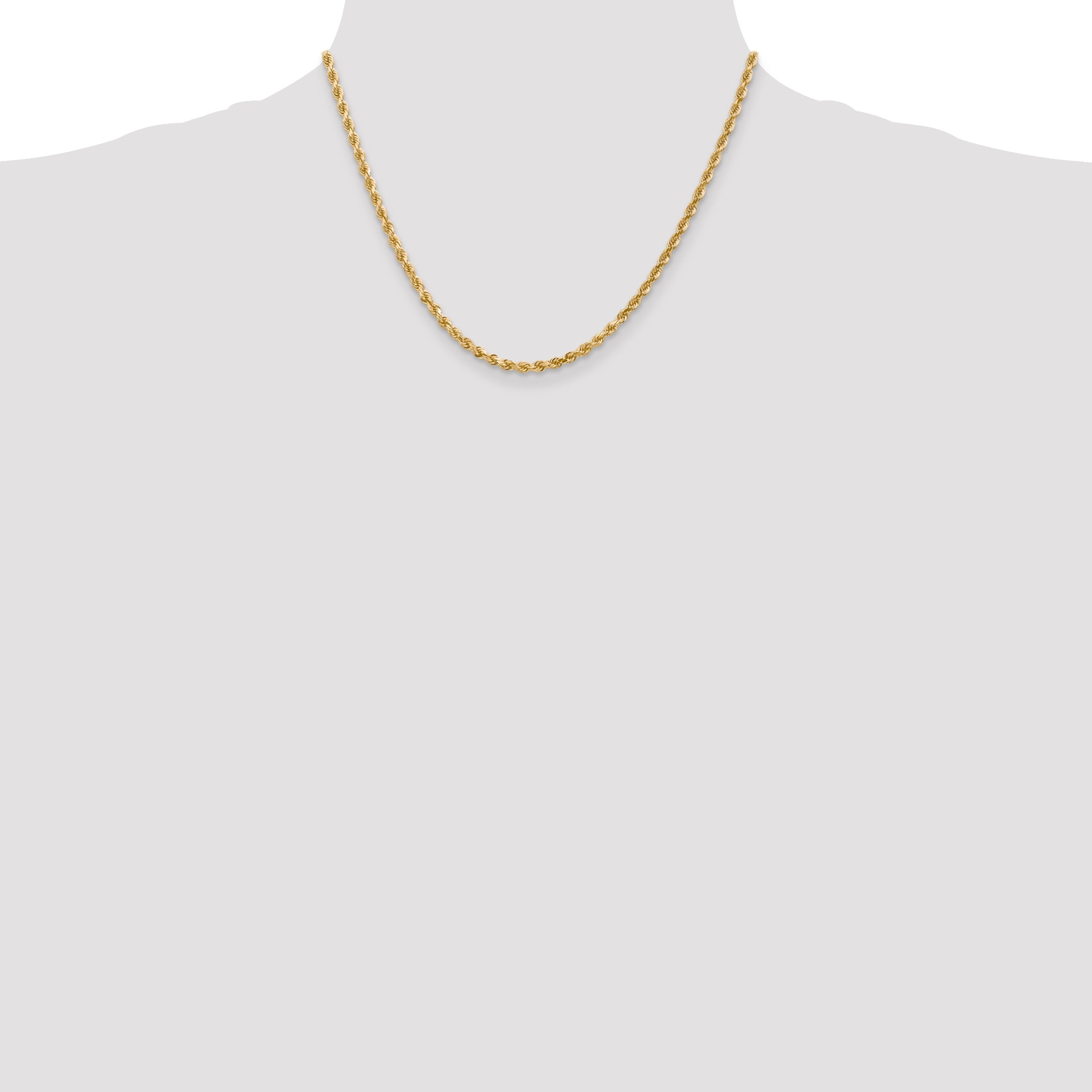 18 Inch 10K 3mm Diamond-Cut Rope Chain Necklace