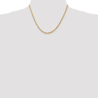 18 Inch 10K 3mm Diamond-Cut Rope Chain Necklace