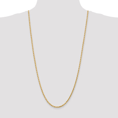 30 Inch 10K 3mm Diamond-Cut Rope Chain Necklace