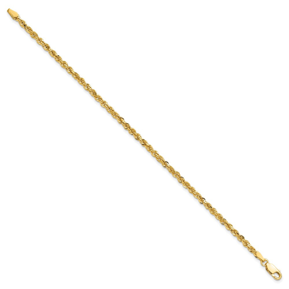 8 Inch 10k Yellow Gold 3mm Diamond-cut Rope Chain Bracelet