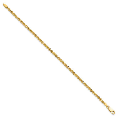 8 Inch 10k Yellow Gold 3mm Diamond-cut Rope Chain Bracelet