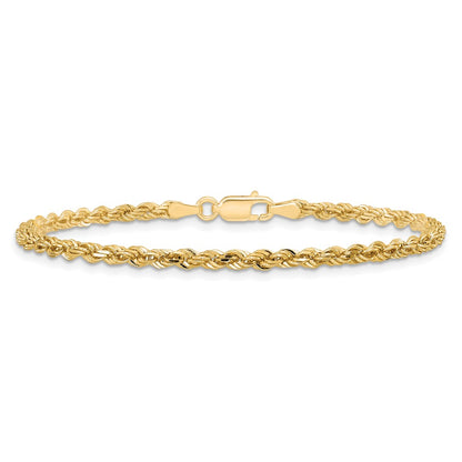 8 Inch 10k Yellow Gold 3mm Diamond-cut Rope Chain Bracelet