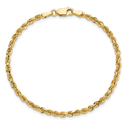 8 Inch 10k Yellow Gold 3mm Diamond-cut Rope Chain Bracelet