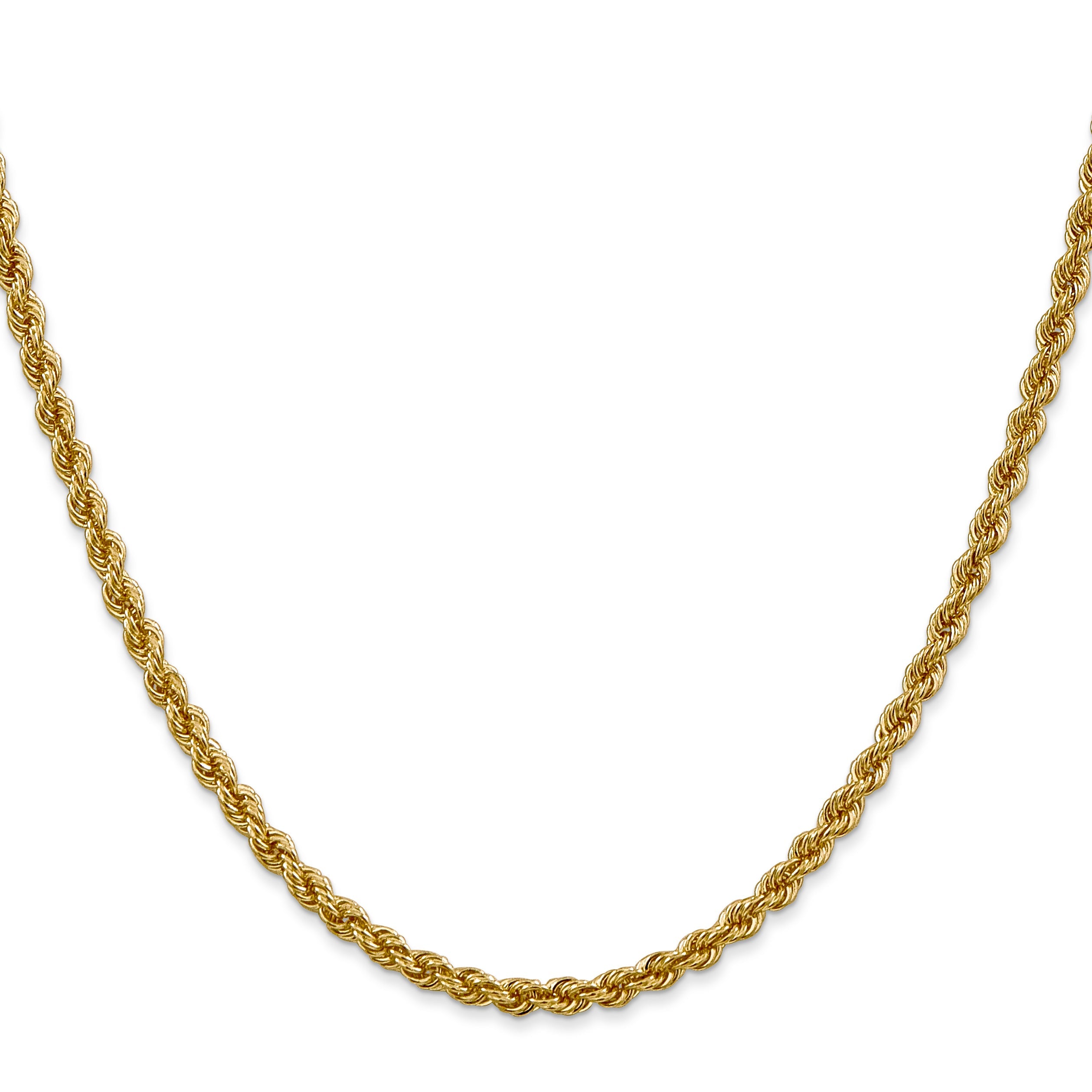 3 Inch 10K Yellow Gold 3mm Regular Rope Chain Necklace