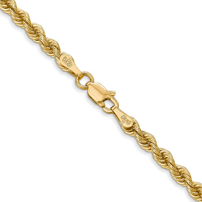 24 Inch 10K Yellow Gold 3mm Regular Rope Chain Necklace
