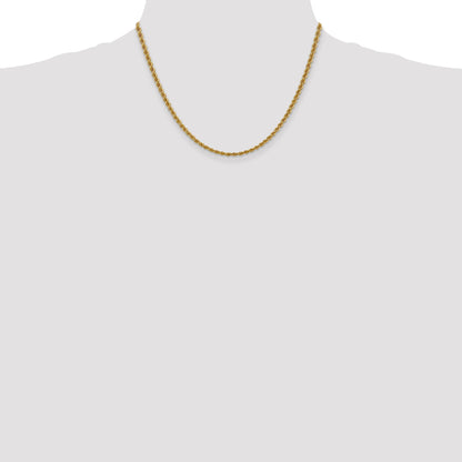 18 Inch 10K Yellow Gold 3mm Regular Rope Chain Necklace