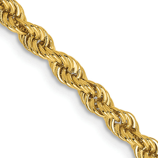 3 Inch 10K Yellow Gold 3mm Regular Rope Chain Necklace