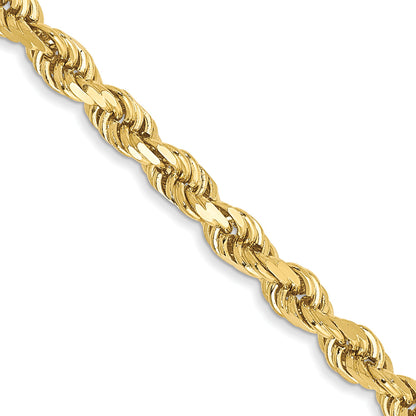 22 Inch 10K 3mm Diamond-Cut Rope Chain Necklace