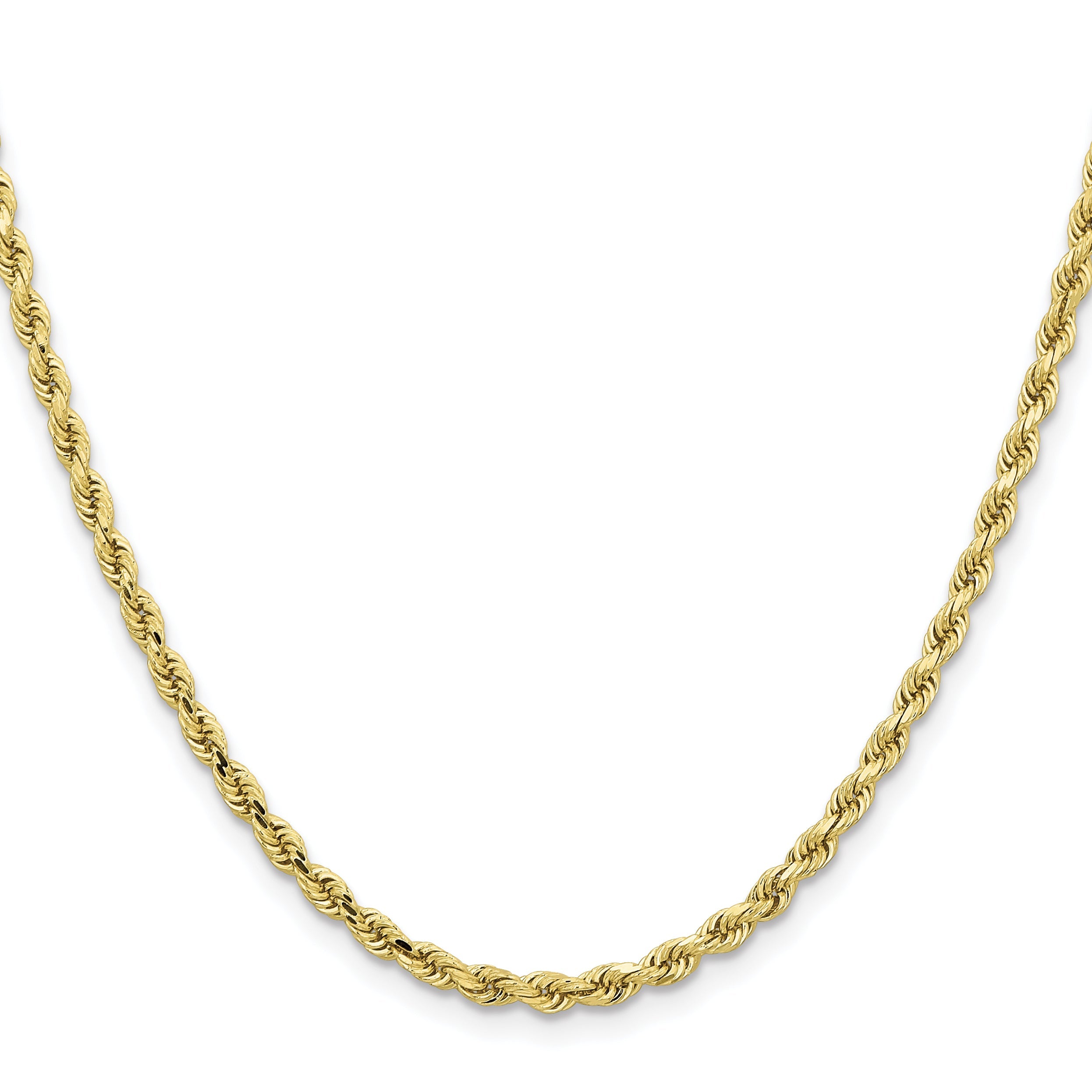 26 Inch 10K Yellow Gold 3.25mm Diamond-Cut Rope Chain Necklace
