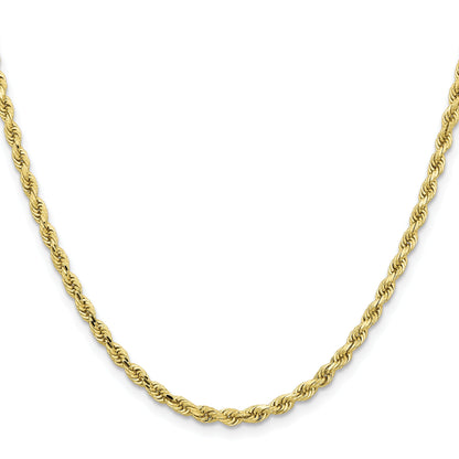 18 Inch 10K Yellow Gold 3.25mm Diamond-Cut Rope Chain Necklace
