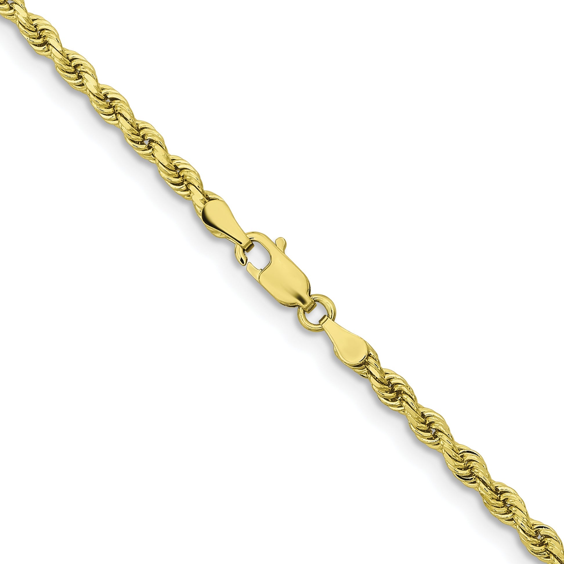16 Inch 10K Yellow Gold 3.25mm Diamond-Cut Rope Chain Necklace
