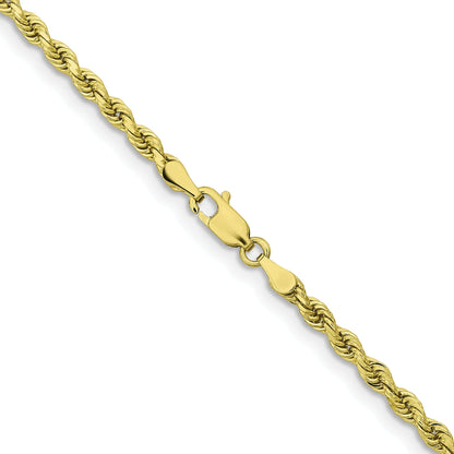 3 Inch 10K Yellow Gold 3.25mm Diamond-Cut Rope Chain Necklace