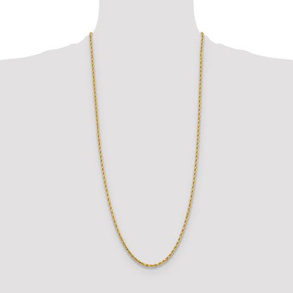 3 Inch 10K Yellow Gold 3.25mm Diamond-Cut Rope Chain Necklace