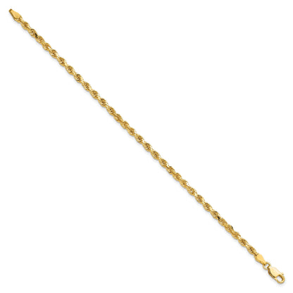 7 Inch 10K Yellow Gold 3.25mm Diamond-Cut Rope Chain Bracelet