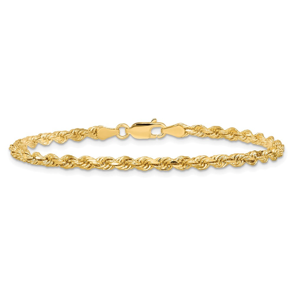 8 Inch 10K Yellow Gold 3.25mm Diamond-Cut Rope Chain Bracelet