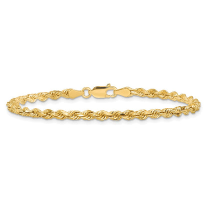 8 Inch 10K Yellow Gold 3.25mm Diamond-Cut Rope Chain Bracelet
