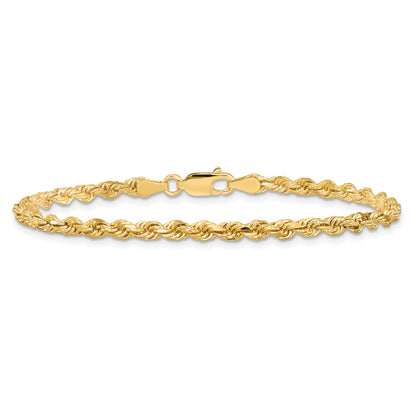 7 Inch 10K Yellow Gold 3.25mm Diamond-Cut Rope Chain Bracelet